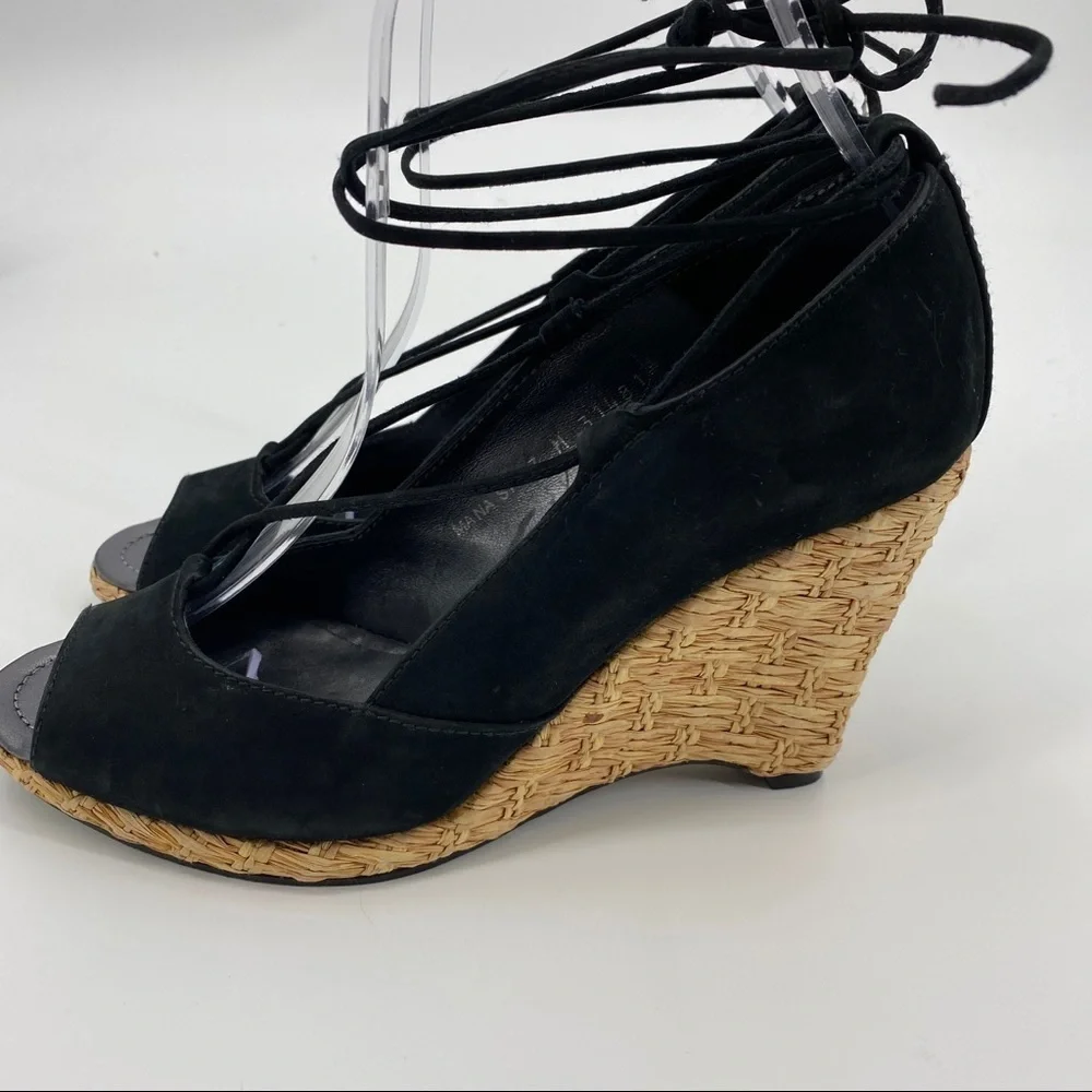 Donald J Pliner Mana black espadrille wedge 7